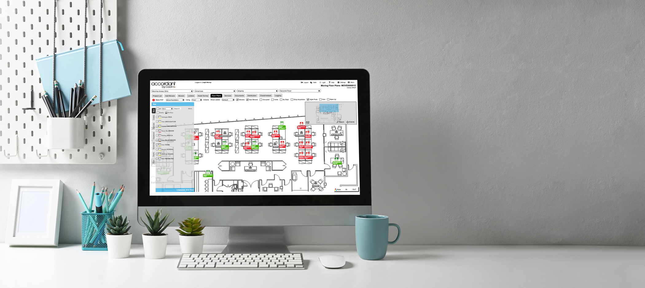 Computer showing the accordant moves module