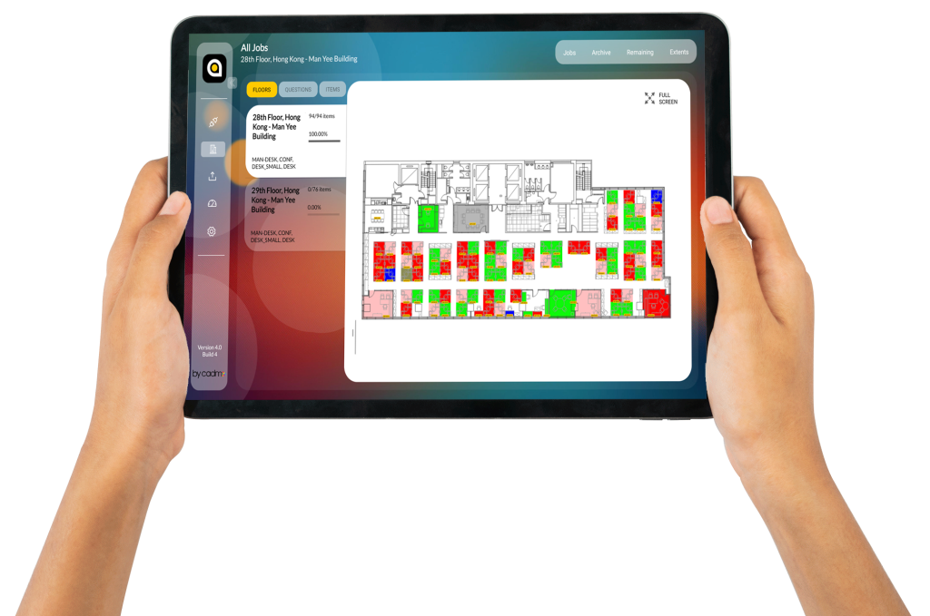 A tablet being held showing the Accordant Anywhere app