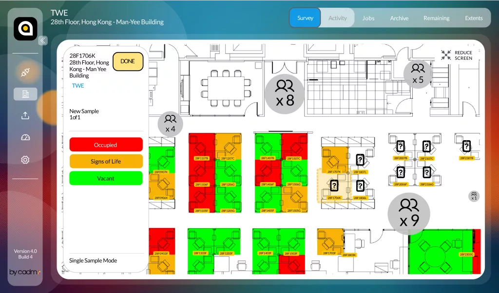 Accordant Anywhere mobile app for workplace utilisation observation surveys