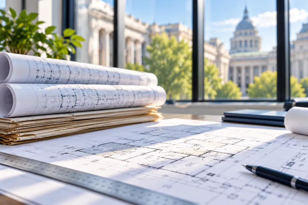 Architectural building plans used to improve government property data
